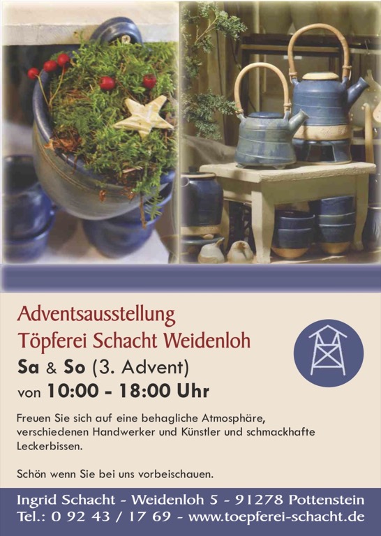 Adventsausstellung bei Ihrer Töpferei Schacht